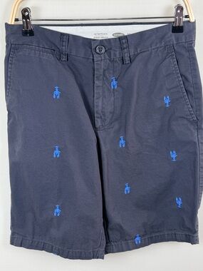 Old Navy Lobster Print Shorts Mens 30 Blue Preppy Casual Chino Ultimate Slim
